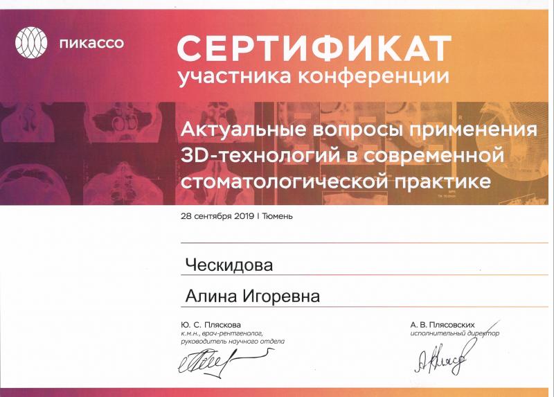 Сертификат Ческидова 