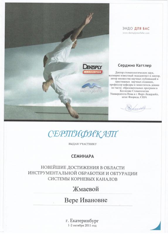 Сертификат Жмаевой Вере Ивановне